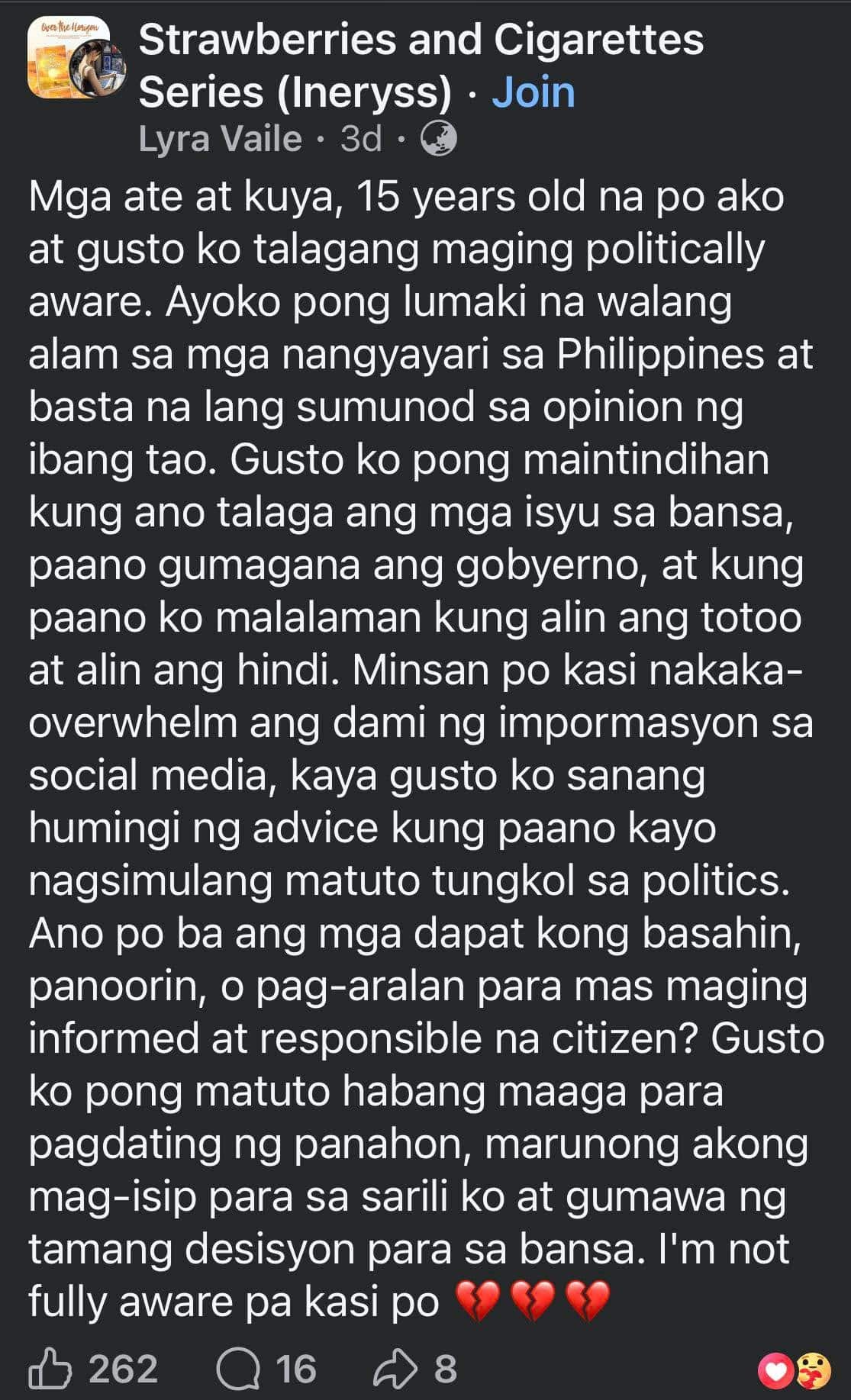 AN OPEN LETTER TO LYRA, AND TO EVERY YOUNG FILIPINO WHO WANTS TO THINK FOR THEMSELVES — original Morning Coffee Thoughts cover image.