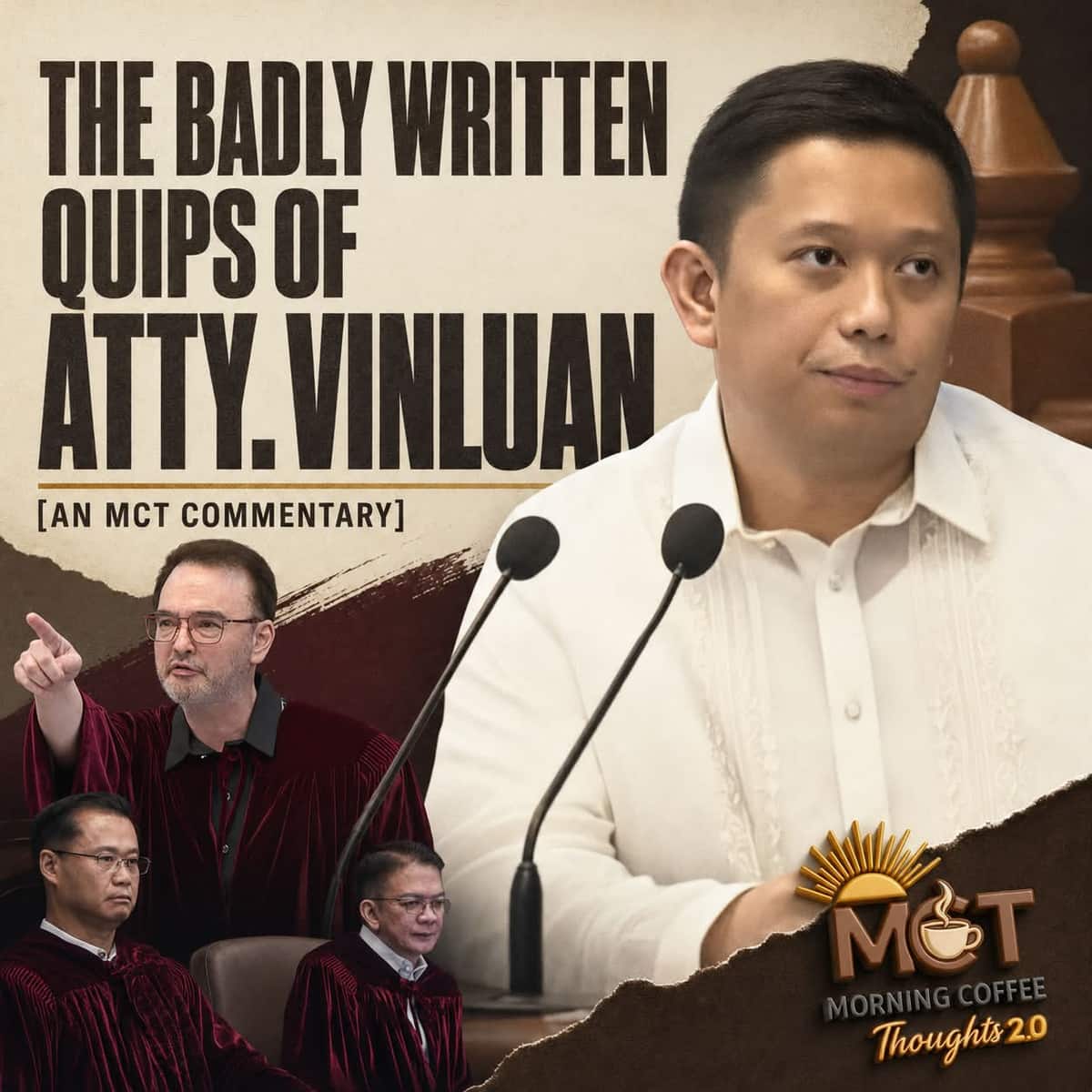 THE BADLY WRITTEN QUIPS OF ATTY. VINLUAN — original Morning Coffee Thoughts cover image.