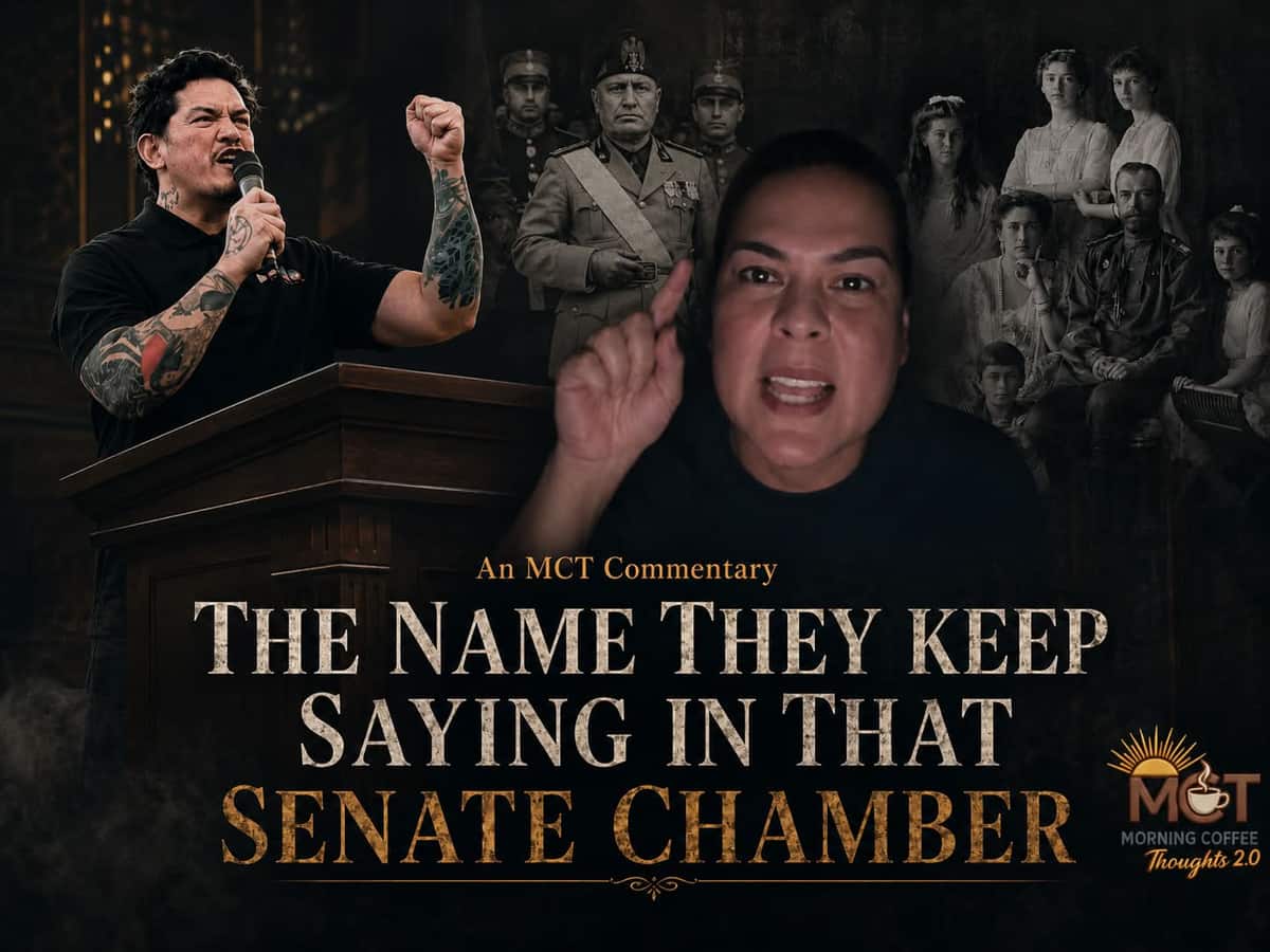 THE NAME THEY KEEP SAYING IN THAT SENATE CHAMBER — original Morning Coffee Thoughts cover image.