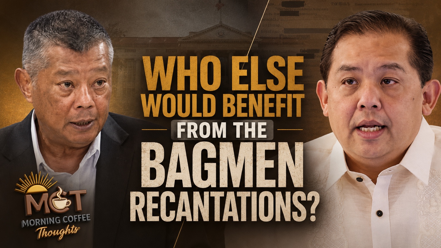 MCT Commentary cover showing Jesus Crispin Remulla and Martin Romualdez with the question ‘Who else would benefit from the bagmen recantations?’